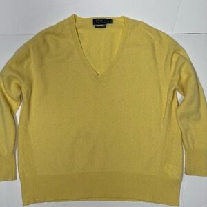 Polo Ralph Lauren 100% Cashmere Washable V-Neck Sweater – Yellow – Size Small